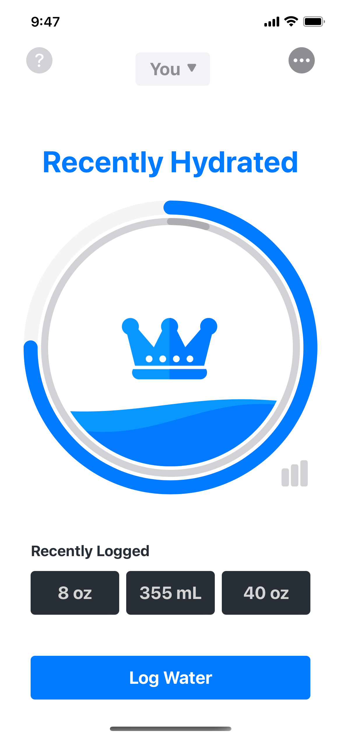 Best Water Tracker - Application Screen - Hydrated